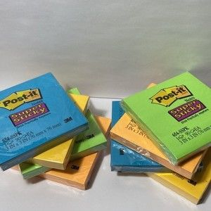 Super Sticky Post It Notes Blue Green Yellow Orange